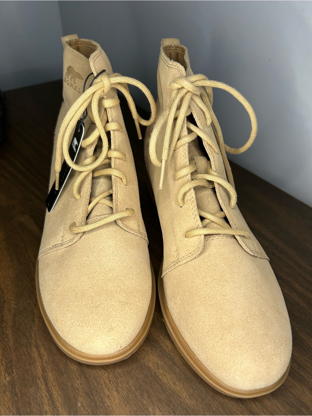 SOREL Evie II NM Lace Waterproof Wedge Boots Canoe Tan Women's 9.5 NWT - Picture 3 of 9